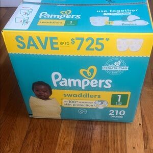 Pampers Swaddlers Diapers - Yellow and Green